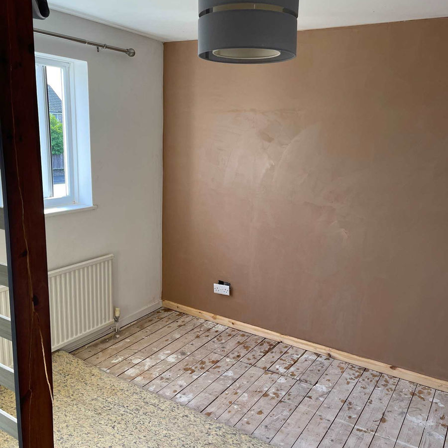 Interior wall prepared for insulation and finishing